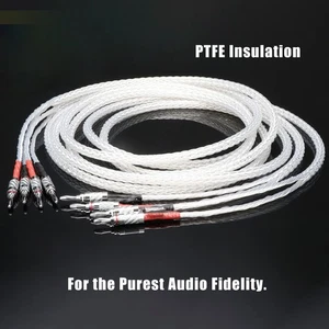 1 Paar 8AG Silver Plated OCC HiFi-Lautsprecherkabel Carbon Fiber Banana Spade 2m - Bild 1 von 2