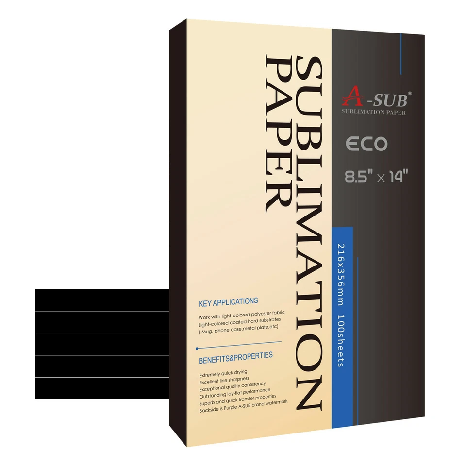 A-sub Eco Sublimation Paper 125g 8.5x14 110 Sheets Any Inkjet Printer DIY Gift