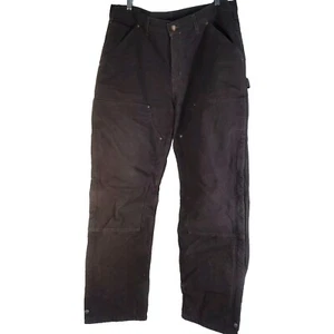 Carhartt Quilt Lined Womens 14x32 Brown Double Knee Pants 36x31 Zip Leg WB194 C9 - Picture 1 of 19