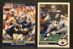 Troy Aikman - 1991 Upper Deck #152 & 1990 Pro Set #78 - 2 Football Cards - Picture 1 of 2