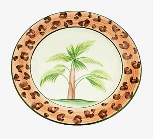 Handbemalte Palme mit LEOPARDENMUSTER Rand Dekoteller "Made in Italy" - Bild 1 von 8