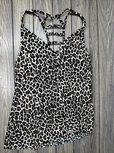 Aqua Green Racerback Tankini Top Brown Animal Print Womens Small 4/6 - Picture 1 of 6