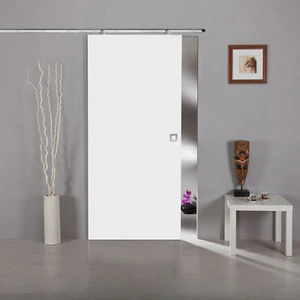 Schiebetür Holz Design White HST-02 mit ALU40-H Schiebesystem und Griffmuschel - Bild 1 von 6