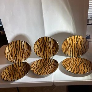 Sakura SERENGETI Salatteller Set 6 Tigerstreifen Steinzeug Sue Zipkin EUC PG-24 - Bild 1 von 15