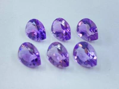 Natural Purple Brazil Amethyst Faceted Pears Shape Loose Gemstone 14*10 MM Lot - Image 1 of 4