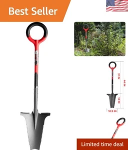 Durable Red Serrated Carbon Steel Shovel with Comfort Grip – 45" Long - Picture 1 of 9