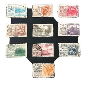 MEXICO, SCOTT # C186-C191(6)+C193-C196(4),1950-52 AIR POST HISTORICAL ISSUE USED - Picture 1 of 3