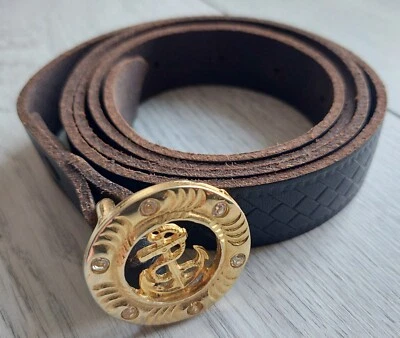 Cinturón de cuero genuino, hebilla ancla de mar, tamaño 120 cm / 47,2 pulgadas, usado, China Foto 1 de 4