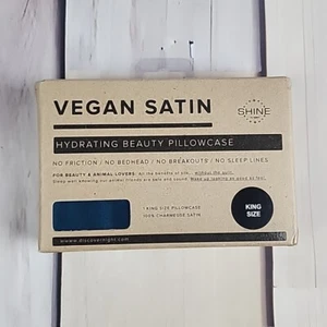 NUEVA Funda de Almohada Belleza Hidratante Satén Vegana Brillo Verde Azulado por la Noche Talla King - Imagen 1 de 4