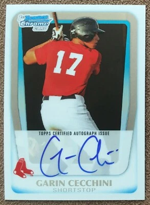 2011 Bowman Chrome Prospects autógrafo #BCP107 Garin Cecchini Red Sox RC Topps - Imagem 1 de 2