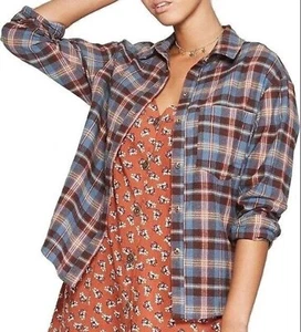 NEW Wild Fable Juniors M Long Sleeve Button Down Plaid Flannel Shirt - Bild 1 von 10