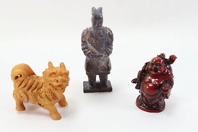 Vintage Small Miniature Chinese Foo Dog Buddah & Stone Soldier Figurine Figure • 11.06£