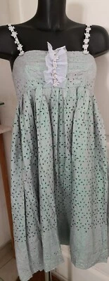 Kleid Manoush Boheme Halblang Grün Baumwolle Träger- Größe 36 Fr Guter Zustand - Bild 1 von 4