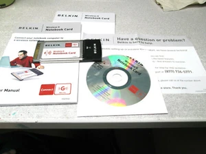 VINTAGE ORIGINAL BELKIN WIRELESS G NOTEBOOK CARD CD AND BOOKLETS - Picture 1 of 7