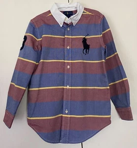 RALPH LAUREN Big Pony Striped Button-Up Shirt~Boy's Size 7~ L/S~Polo~oxford~ - Picture 1 of 5