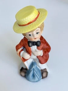 Ceramic Figurine Boy w/ Blue Bag - 4" Tall - VINTAGE - Picture 1 of 5