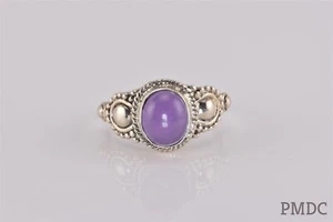Sterling Silver Purple Amethyst Rope Beaded Trimmed Band Ring 925 Sz: 10 - Picture 1 of 7