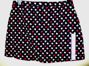 NEW SKIRT - SKORT Black with Red Pink and White Hearts Girls 6 - Picture 1 of 2