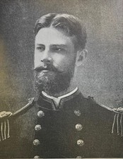 1898 Vintage Magazine Illustration Lieutenant Richmond Pearson Hobson