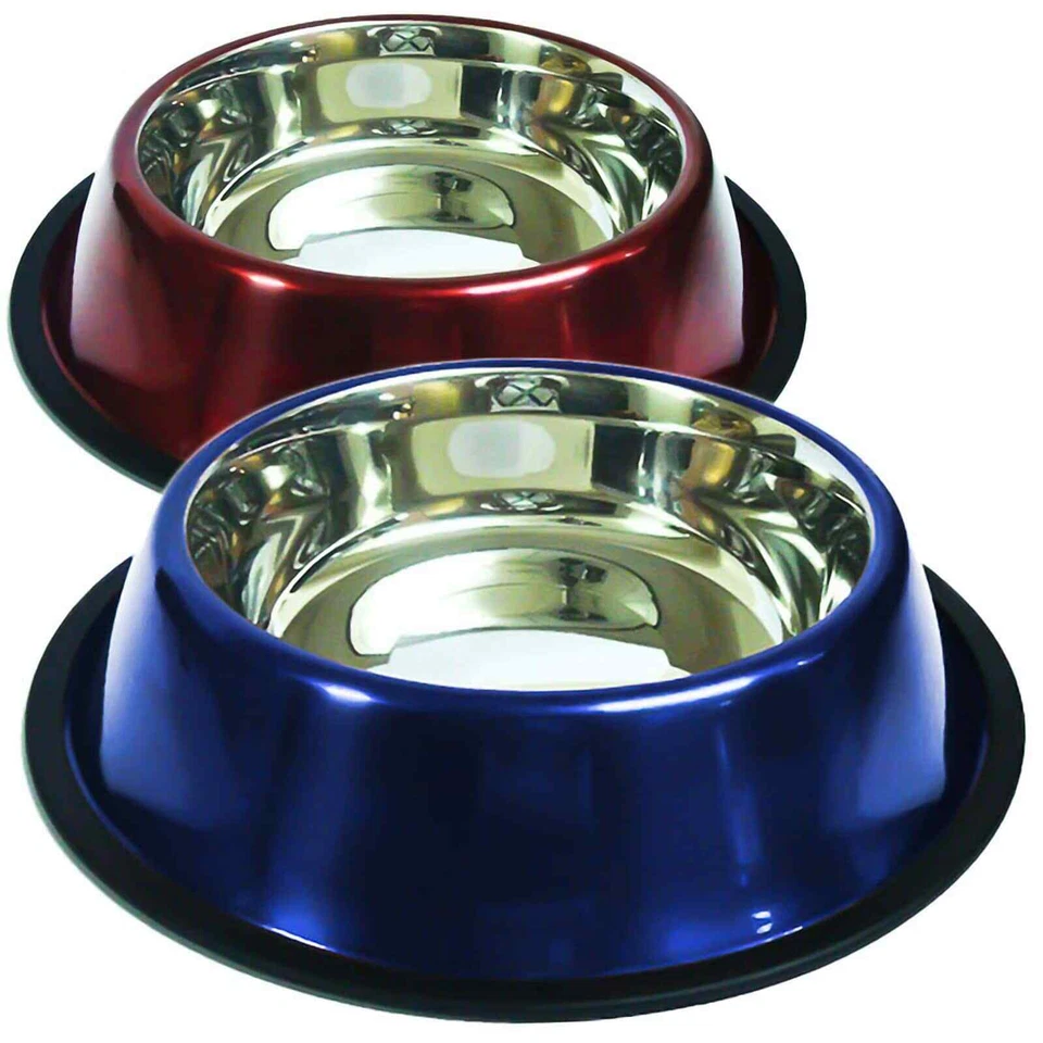 Edelstahl Napf farbig rot / blau Anti-Rutsch - Bild 1 von 1