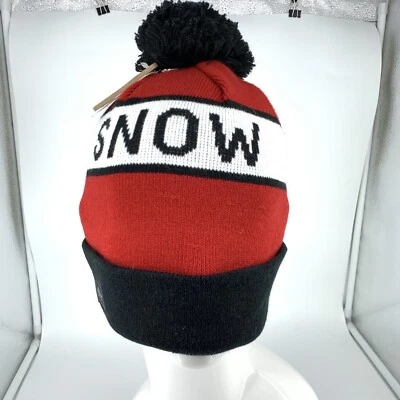 Gorro de piel de tortuga niños pequeños 3-6 Think Snow negro rojo pompón tejido elástico Foto 1 de 4