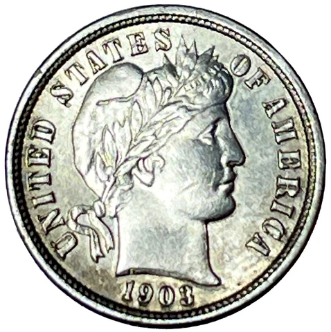 1903-o Barber Dime, Choice MS, Excellent Luster, Uncertified Cover