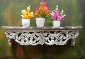 Wood Hand Carved Wall Bracket Wooden Wall Shelf Wooden Hand Carving Wall Shelf - Imagen 1 de 6