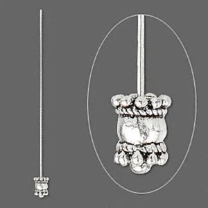 4 Antiqued Silver Plated 3-3.5 Inches Long 10x8mm Beaded Fancy Head Pins * - Picture 1 of 1