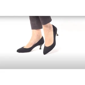 SAS Gia Black Shoes Leather Pump Size 8.5 W New with Box Italy Made Kitten Heel - Picture 1 of 12