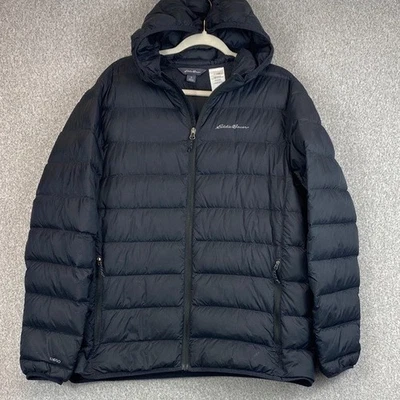 Eddie Bauer down puffer jacket coat L black gorpcore travel packable EB 650 - Image 1 of 4