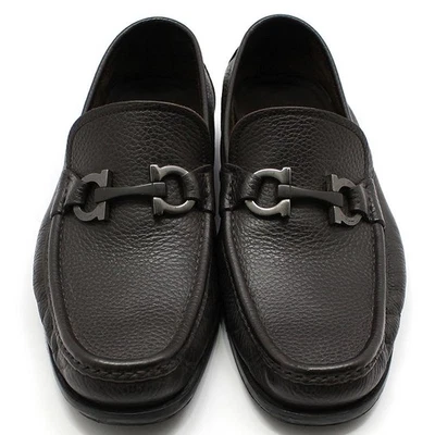 Salvatore Ferragamo 深棕色 Gancini 装饰乐福鞋 8 126616120 — 第 1/4 张图片