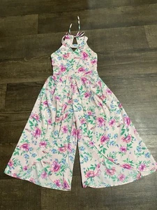 JUST THE GIRL Floral Pink Halted Jumpsuit Palazzo Short Size 10 - Picture 1 of 7
