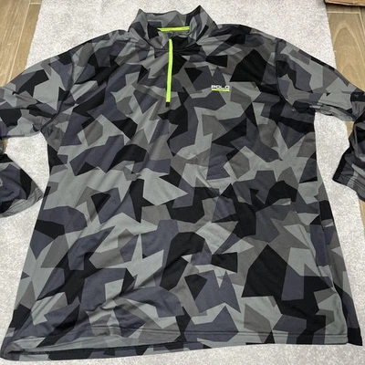 Polo Sport Ralph Lauren Pullover Para Hombres 4XLT Gris Camuflaje Rendimiento Cuarto Cremallera Foto 1 de 4