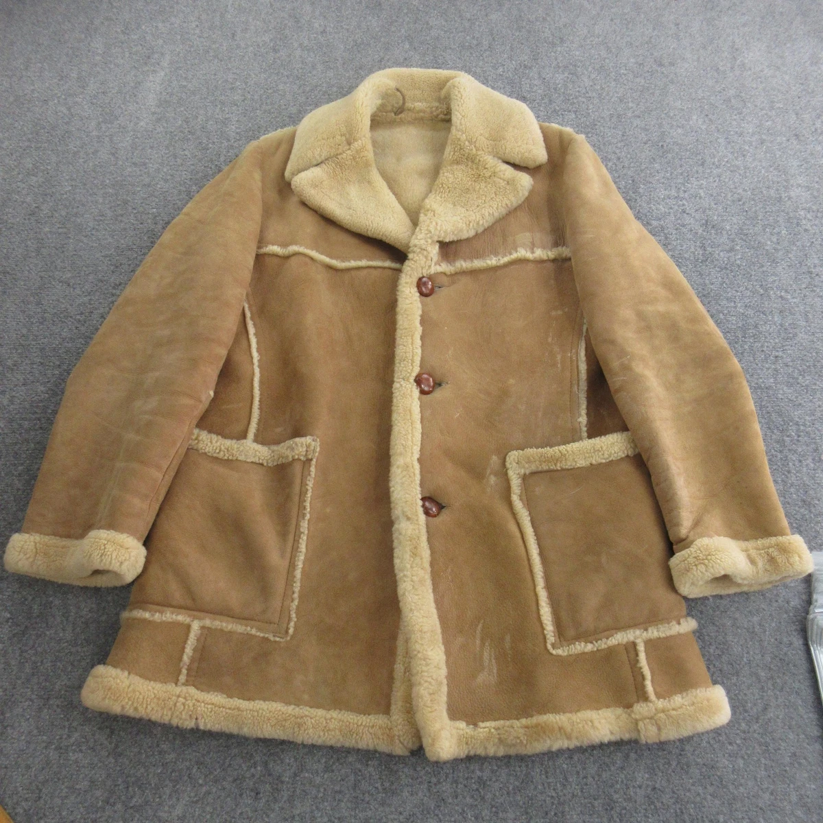 70'sヴィンテージ Sawyer Of napa made in usa Sawyer of Napa Vintage Rancher Brown Shearling & Suede Coat Men's