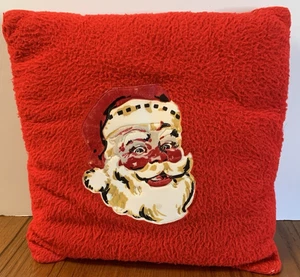 Almohada de felpa roja cara de Santa alegre de colección años 50-60 GC - Imagen 1 de 3