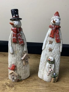 Snowman Figurines 8” Resin Plastic Country Primitive Glitter Decor Rustic - Picture 1 of 8