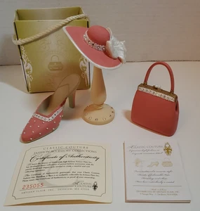 Classic Couture High Fashion Miniature Shoe Hat Purse Set Pink Rhinestones 1999 - Picture 1 of 18