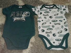 FLY EAGLES FLY!! Lot of 2 NFL Philadelphia Eagles One-Piece Outfits (0-3 Months) - Picture 1 of 5