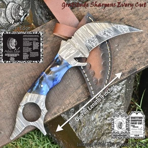 Ashen Edge Hand Forged Handmade Karambit Knife Twist Damascus Micarta Sports - Picture 1 of 6