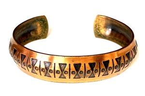 Copper Hourglass Division Sign Cuff Bracelet 15mm Wide 7" Wrist - Picture 1 of 3