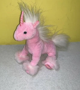 8 Zoll Einhorn rosa & weiß Plüschpuppe Pony flauschig Stofftier weicher Kuschelstoff - Bild 1 von 3