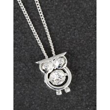 Silver Plated Tumbling Crystal Owl Necklace, Women, Christmas, Birthdays 279623