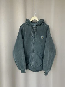 Carhartt Hooded Vesta Jacket Mens Size XL Vintage Full Zip Gray Detroit - Picture 1 of 14