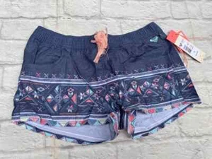 Roxy Girls Little Pretty Swim Shorts Tie Waist Boardshorts sz 12 / L Blue Ptint - Picture 1 of 3