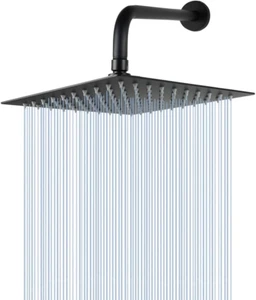 Square Rain Shower Head with Extension Arm, Large Stainless Steel Rainfall Showe - Picture 1 of 7
