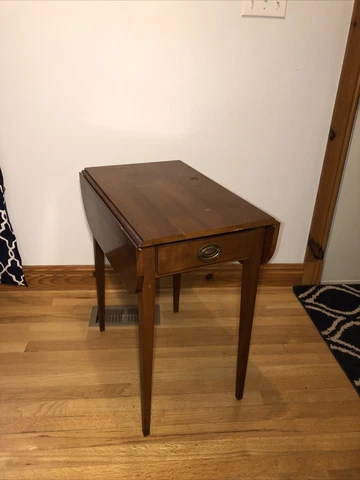 Henkel Harris Solid Cherry Drop Leaf 5401 Table Side Vintage Pembroke Style Cover