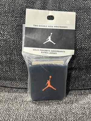 Vintage Jordan Stretch Navy Blue Red Orange Double Wide Unisex Wristbands - Image 1 of 3