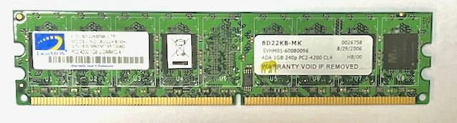 1GB DDR2-533 UDIMM PC2-4200 NON-ECC CL4 TwinMOS 8D-22KB5MCCTP 240-Pin - Image 1 of 1