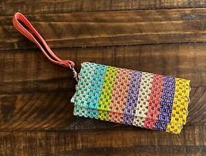 Borsa da polso in plastica intrecciata stile resistente multicolore - Foto 1 di 4