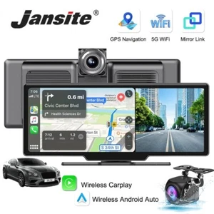 4K 10.26" Touch Screen Car Wireless Apple CarPlay Android Auto Dual Dash Cam DVR - Picture 1 of 7